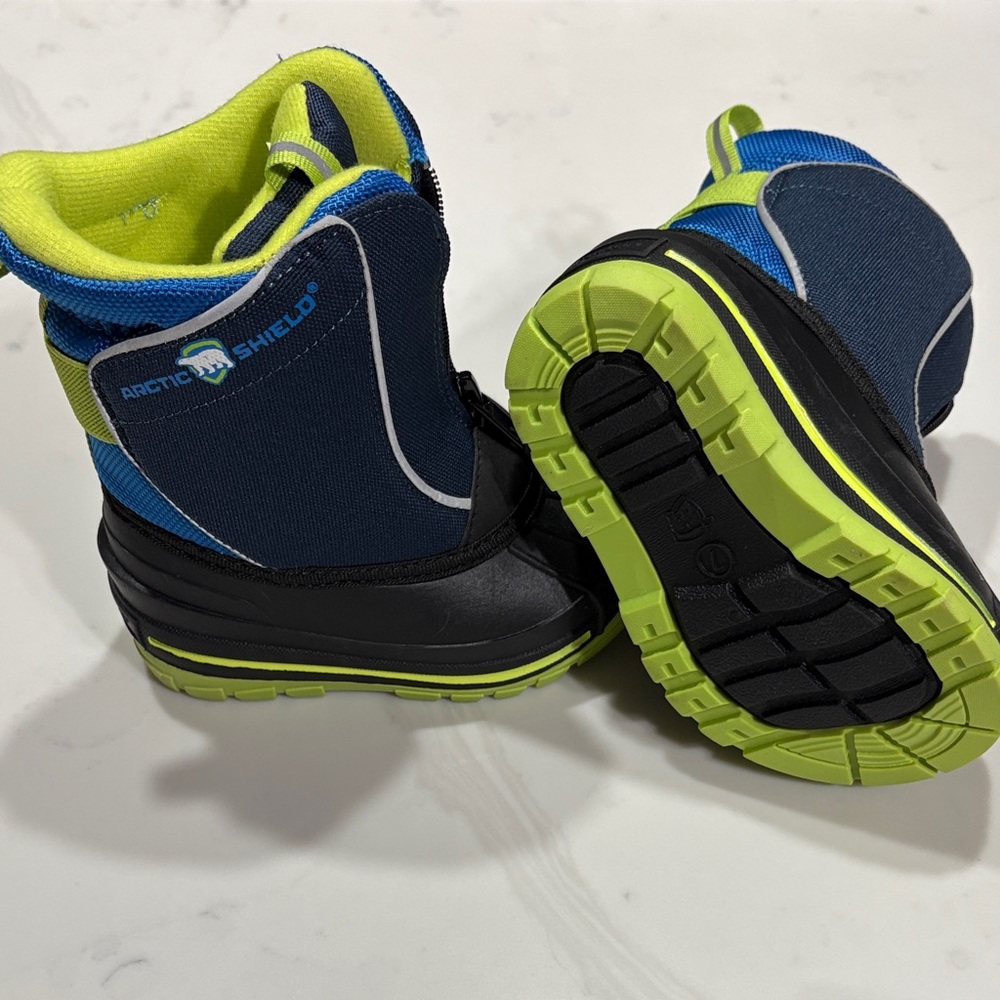 Kids' Blue and Neon Green Snow Boots